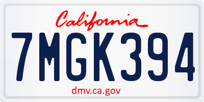 CA license plate 7MGK394