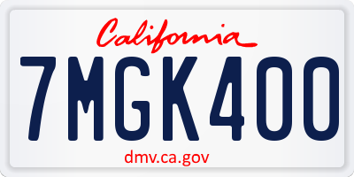 CA license plate 7MGK400