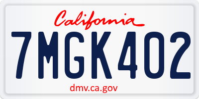 CA license plate 7MGK402