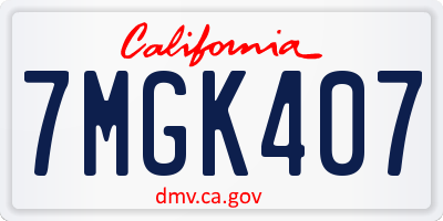 CA license plate 7MGK407