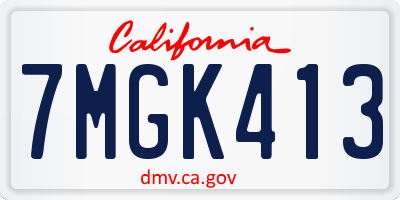 CA license plate 7MGK413