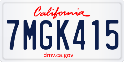 CA license plate 7MGK415