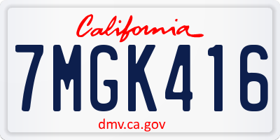 CA license plate 7MGK416