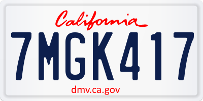 CA license plate 7MGK417