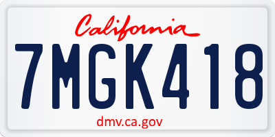 CA license plate 7MGK418