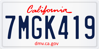 CA license plate 7MGK419