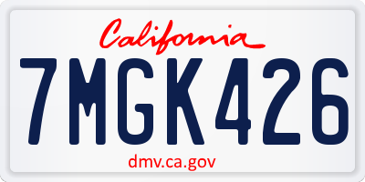 CA license plate 7MGK426