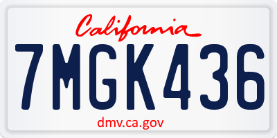 CA license plate 7MGK436