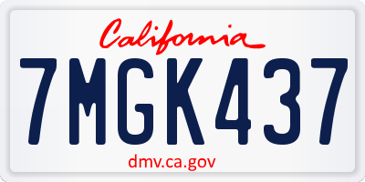 CA license plate 7MGK437