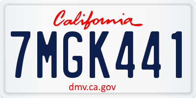 CA license plate 7MGK441