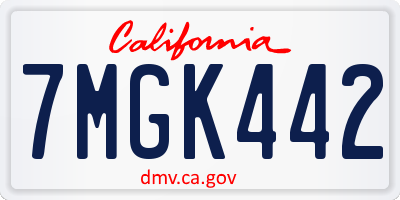 CA license plate 7MGK442