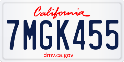 CA license plate 7MGK455