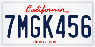 CA license plate 7MGK456