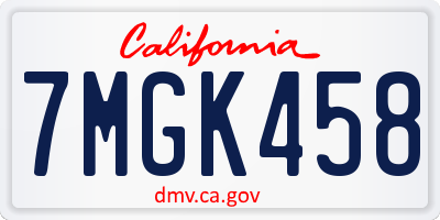 CA license plate 7MGK458
