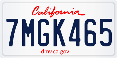 CA license plate 7MGK465
