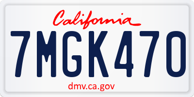 CA license plate 7MGK470