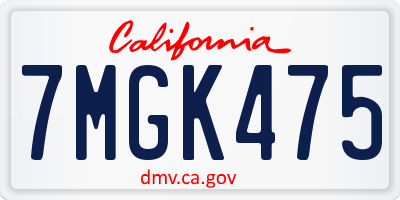 CA license plate 7MGK475