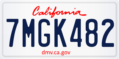 CA license plate 7MGK482