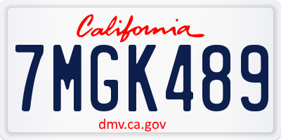 CA license plate 7MGK489