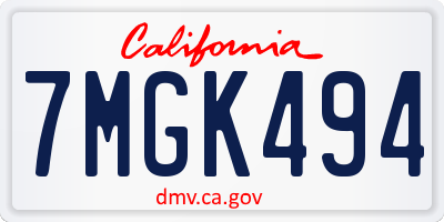 CA license plate 7MGK494