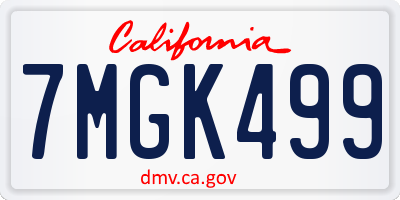 CA license plate 7MGK499
