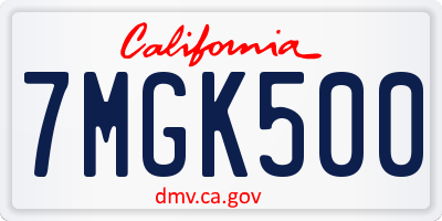 CA license plate 7MGK500