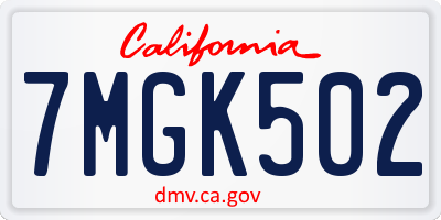 CA license plate 7MGK502