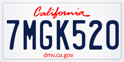 CA license plate 7MGK520