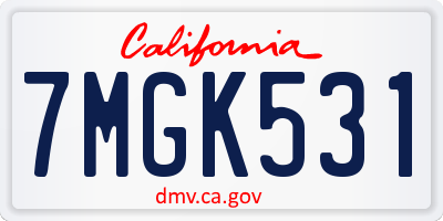 CA license plate 7MGK531