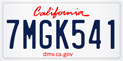CA license plate 7MGK541