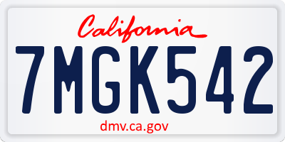 CA license plate 7MGK542