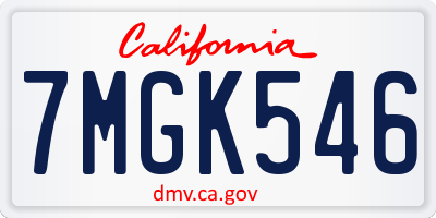 CA license plate 7MGK546