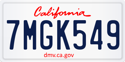 CA license plate 7MGK549