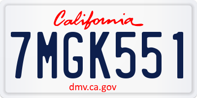 CA license plate 7MGK551