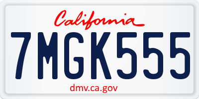 CA license plate 7MGK555