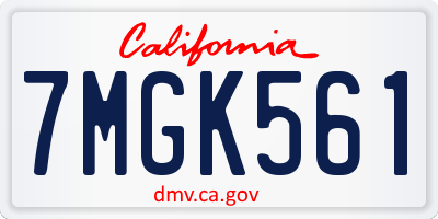 CA license plate 7MGK561