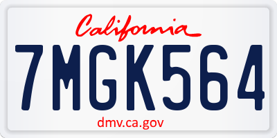 CA license plate 7MGK564