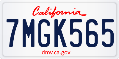 CA license plate 7MGK565