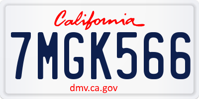 CA license plate 7MGK566
