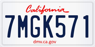 CA license plate 7MGK571