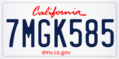 CA license plate 7MGK585