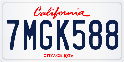 CA license plate 7MGK588