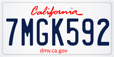 CA license plate 7MGK592