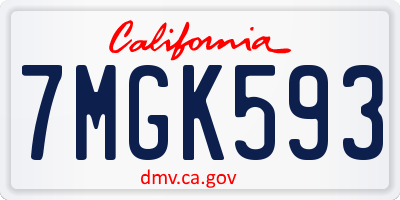 CA license plate 7MGK593