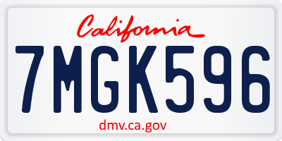 CA license plate 7MGK596
