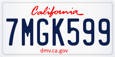 CA license plate 7MGK599