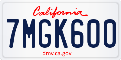 CA license plate 7MGK600
