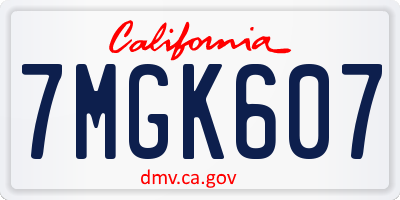 CA license plate 7MGK607