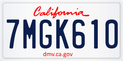 CA license plate 7MGK610