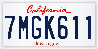CA license plate 7MGK611